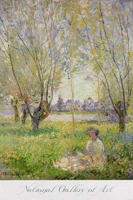 Woman sitting under the willows by claude monet