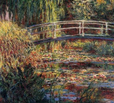 Water Lily pond, symphony in rose by Claude Monet